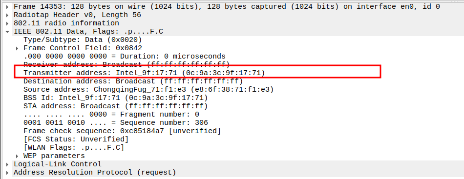 AP to Broadcast ARP Transmitter Address