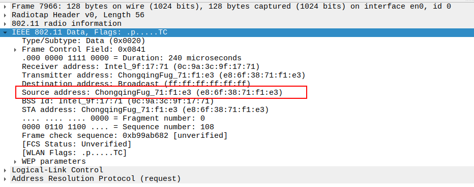 STA to AP ARP Source Address