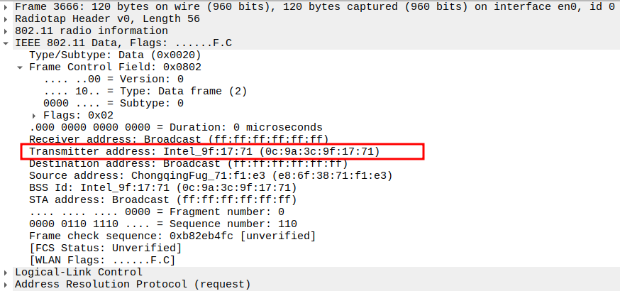 AP to Broadcast ARP Transmitter Address