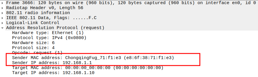 AP to Broadcast ARP Sender IP and MAC