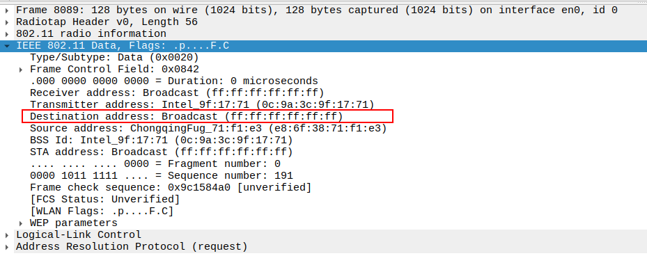 AP to Broadcast ARP Destination Address