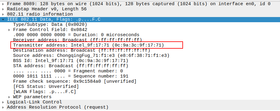 AP to Broadcast ARP Transmitter Address