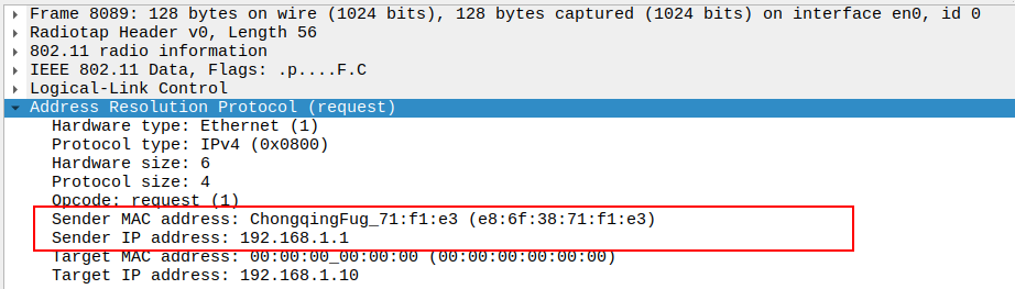 AP to Broadcast ARP Sender IP and MAC