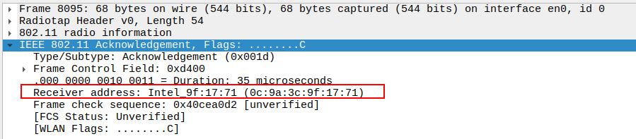 ARP Reply ACK Receiver Address