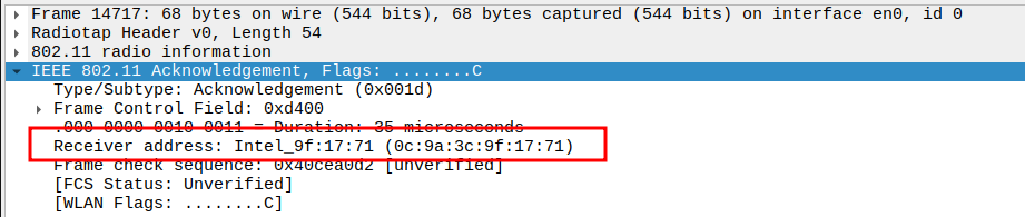 ARP Reply ACK Receiver Address
