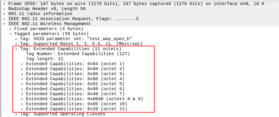 Extended Capabilities in Association Request