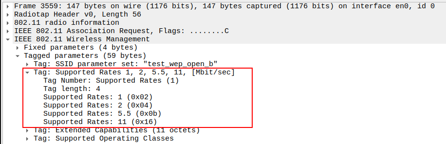 Supported Rates in Association Request