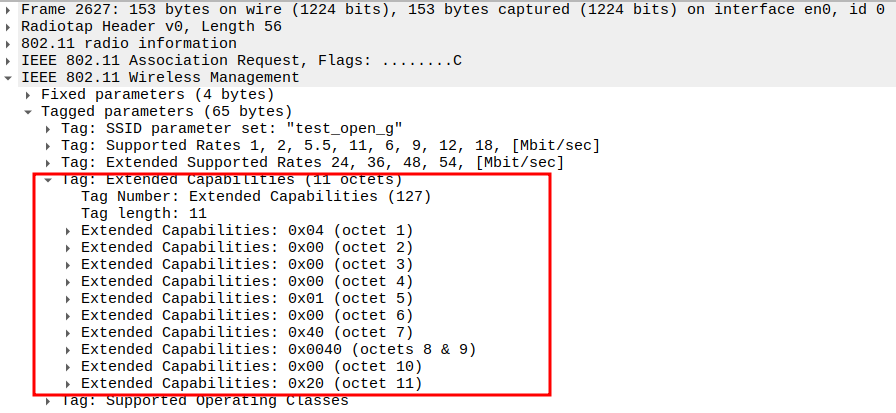 Extended Capabilities in Association Request