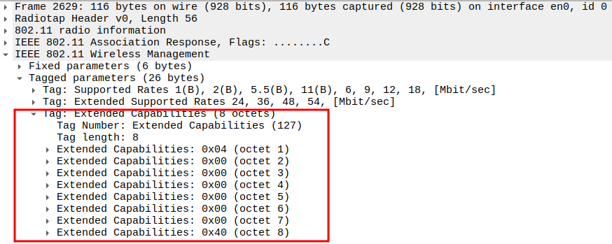 Extended Capabilities in Association Response