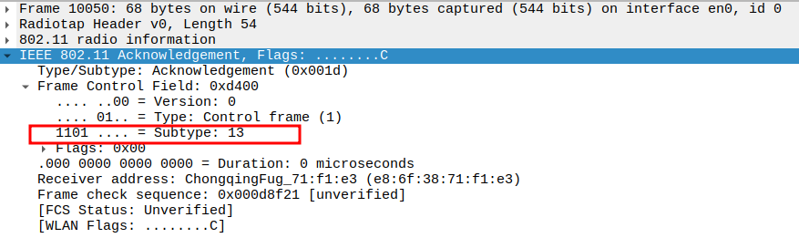 ACK Subtype after Deauthentication