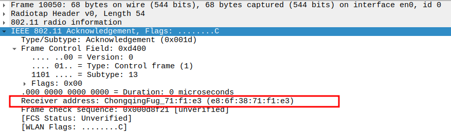 ACK Receiver Address after Deauthentication