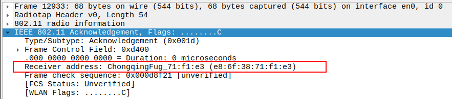 ACK Receiver Address after Deauthentication