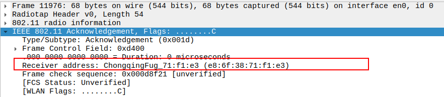 ACK Receiver Address after Deauthentication