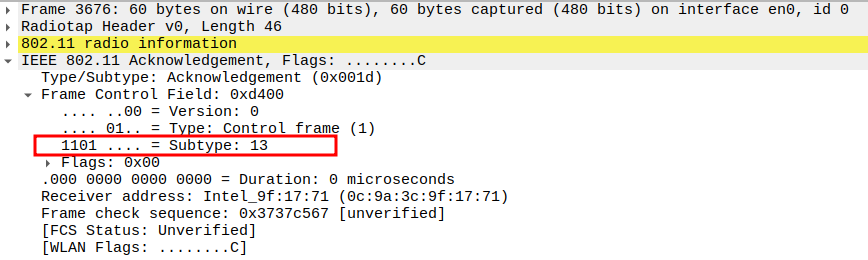 ACK Subtype after ICMP Echo Reply