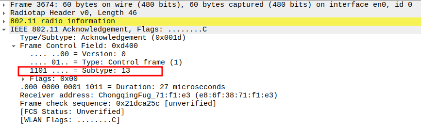 ACK Subtype after ICMP Echo Request
