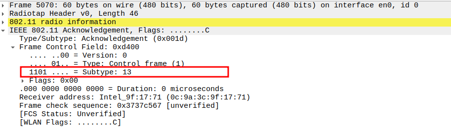 ACK Subtype after ICMP Echo Reply