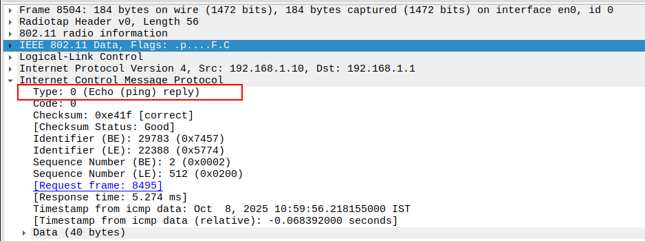 ICMP Type in Echo Reply
