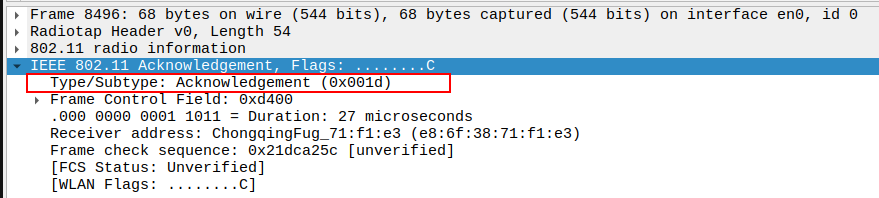 ACK Subtype after ICMP Echo Request