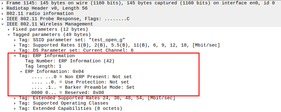 ERP Information Element in Probe Response